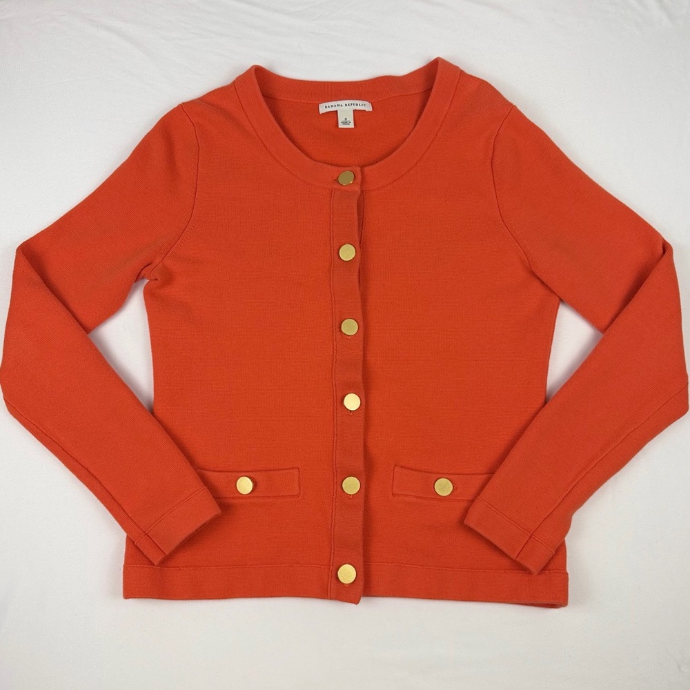 Banana Republic Orange Cardigan Sweater Gold Button Detail Size Small - Picture 2 of 14